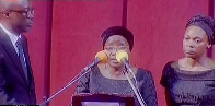 Mrs. Matilda Amissah-Arthur reading her tribute