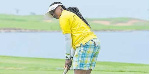 Tanzania's top lady golfer, Madina Idd takes a shot during a past competition