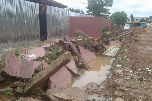 A cross-section of the drainage system at Small Dome near Ashongman Estates in Accra