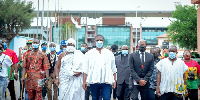 Mustapha Ussif with a delegation at the May 9 ceremony