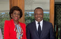 Mrs Agyeman-Rawlings (second left) with French ambassador to Ghana