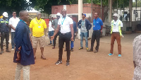 Ing. Francis Yormesor middle (in white shirt) briefing the staff before the exercise