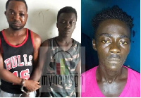 Three of the four suspects arrested for robbing victim of her money and other belongings at Tafo