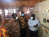 Alan Kyerematen interacting with some workers at the factories of Appiah Menka Complex in Kumasi