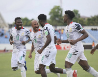 Black Stars celebrate a goal at the Cape Coast stadium | File photo