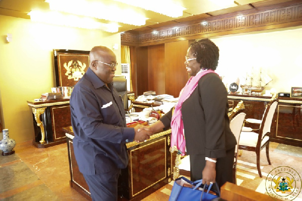 President Akufo-Addo with Mrs Elsie Awadzi