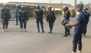 Police personnel enforcing the lockdown