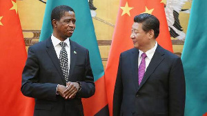 Zambian President Edgar Lungu (L) and President Xi Jinping