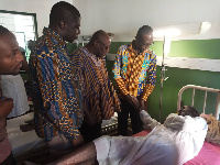 The regional Minister Alhaji Alhassan Sulemana visited some accident victims at the hospital