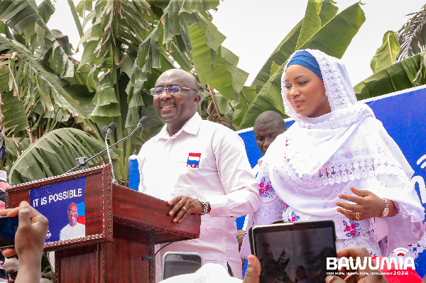 Vice President Dr Mahamudu Bawumia flanked by his wife, Samira Bawumia