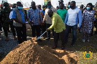 President Akufo-Addo cutting the sod for construction to begin