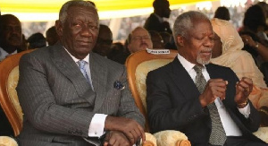 Former President, John Kufuor[L] and Kofi Annan former UN Secretary General