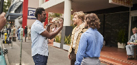 Francis Annan on set with Daniel Radcliffe and Daniel Webber