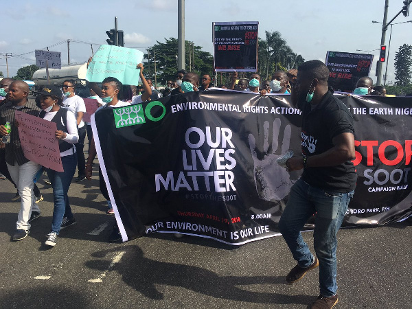 Some residents protesting against soot