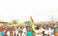 Julius Debrah, Chief of Staff with party supporters at the 12-km walk in Nungua