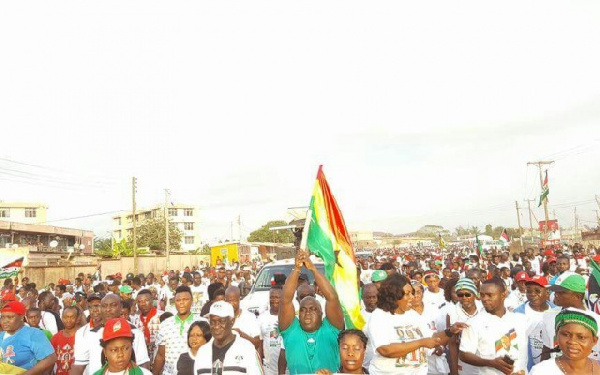 Julius Debrah, Chief of Staff with party supporters at the 12-km walk in Nungua