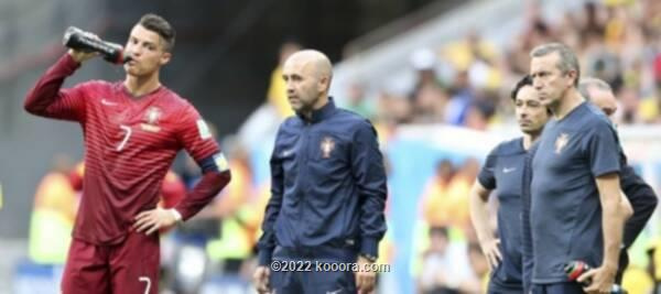 Cristiano Ronaldo (left) with members of Portugal's technical team