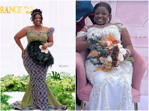 Tracey Boakye in her wedding gowns