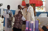 Most Rev John Bonaventure Kwofie praying for President Akufo-Addo