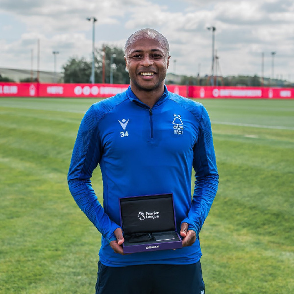 The Premier League gave  Andre Ayew a plaque to show for his milestone