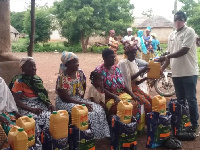 Each of the households received a 25kg bag of rice, five litres of cooking oil and a bowl