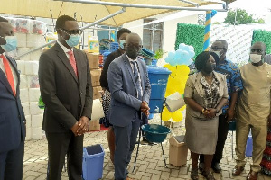 Officials of the GRA during the formal presentation of items to Education Ministry officials