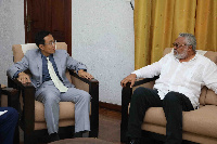 Former President Rawlings with Chinese Ambassador to Ghana Shi-Ting Wang