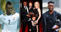 A photo of Christian Atsu, wife Marie-Claire Rupio and children