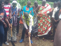 Lawyer Ebenezer Kojo Kum cut the sod in Sept. 2019 for the commencement of the project