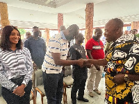 Kennedy Agyapong in a handshake with Tepahene