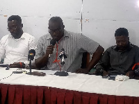 Raphael Kornor (Middle) addressing journalists