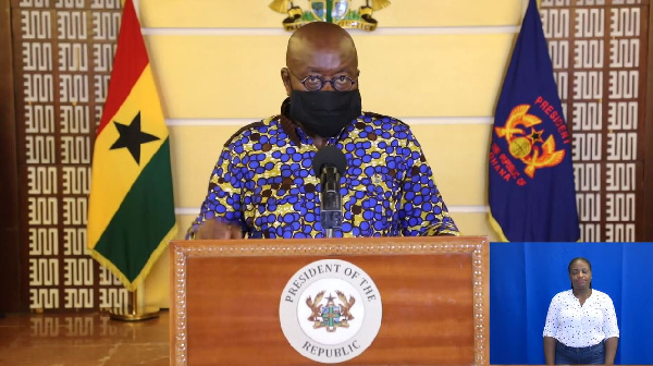 President Akufo-Addo wearing face mask during national address