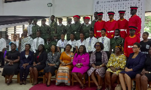 The Chief Justice with the newly elected officers of the Justice Club at Accra High School