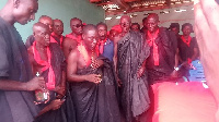 Heads of the two royal families in Offinso pouring libation