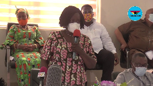 Prof Jane Naana Opoku Agyemang speaking to members of the Greater Accra Regional House of Chiefs