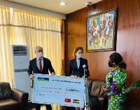 The cheque was received by Chief of Staff, Frema Opare at the Jubilee House