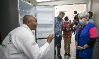 US Ambassador to Ghana, Stephanie Sullivan during a tour of the facility