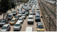 ars seen in a traffic gridlock in Addis Ababa, Ethiopia