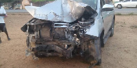 The former MP's car mangled after the accident