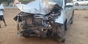 The former MP's car mangled after the accident