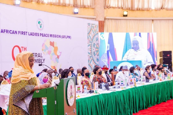 Aisha Buhari delivers remarks at the summit