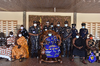 The IGP, other police officers with chiefs of the Bono Traditional Area