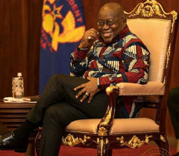 Akufo-Addo in his infamous presidential chair