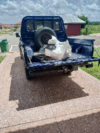 A Police van with remains of the robbers