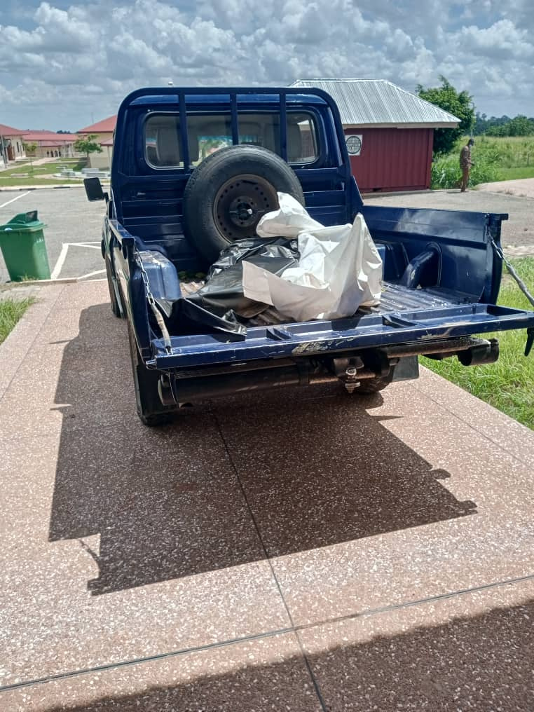 A Police van with remains of the robbers