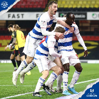 Ghanaian forward, Albert Adomah celebrating goal with his teammates