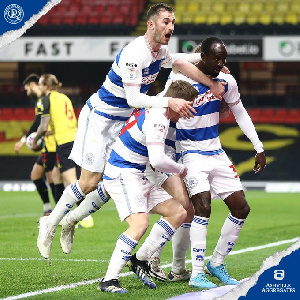 Ghanaian forward, Albert Adomah celebrating goal with his teammates