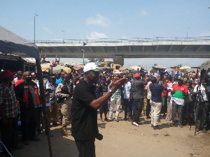 Vice President, Paa Kwesi Bekoe Amissah-Arthur addresses a crowd.