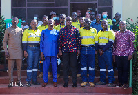 Samuel A. Jinapor with officials from Newmont Ghana Gold Ltd