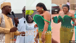 The lady went viral for suffering a wardrobe malfunction on her wedding day